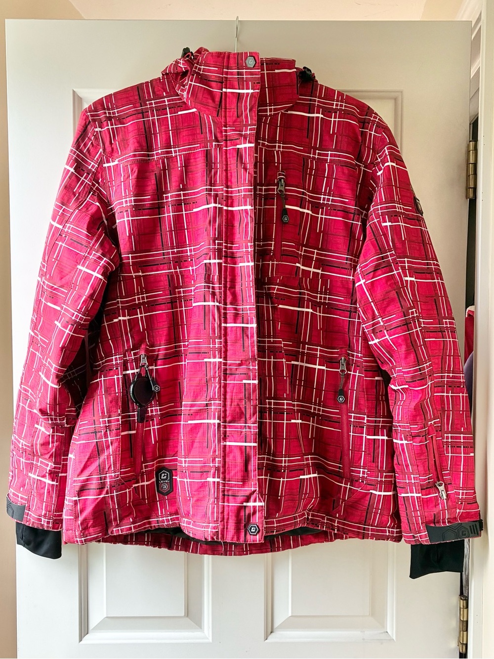 Killtec Kids' Skiing Snowboard Winter Hooded Jacket Plaid Red Size 16